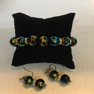 2pc. Elastic Bracelet and Earrings Set